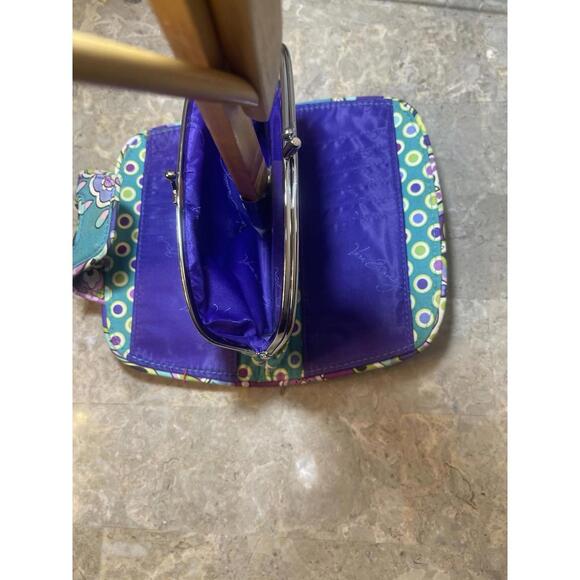 Vera Bradley Wallet Clutch women's  double KISSLOCK COIN PURSE FLORAL - Picture 8 of 9